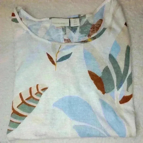 Cynthia Rowley Linen Top Womens 1X Boho Flowy Fall Floral Leaves Lagenlook - Picture 16 of 16